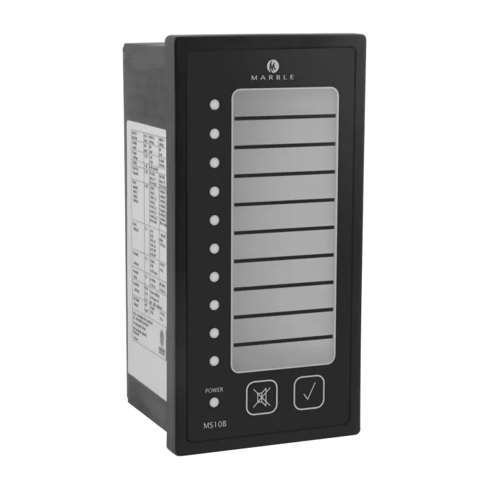 MS10B 10-channel alarm unit with LED indicators, text window, mute and acknowledge buttons