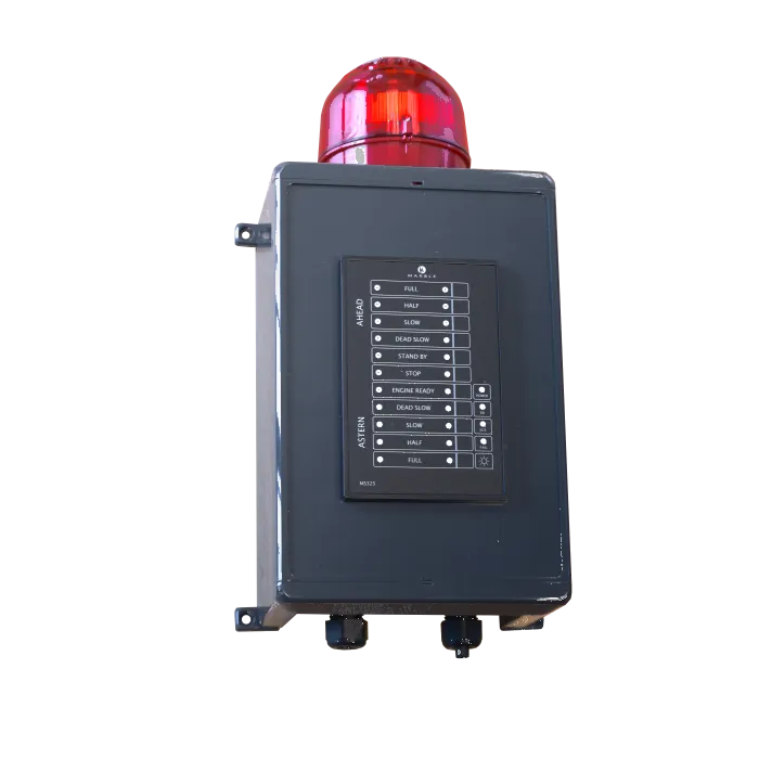 MS325B emergency telegraph in wall-mounted enclosure with red beacon light on top