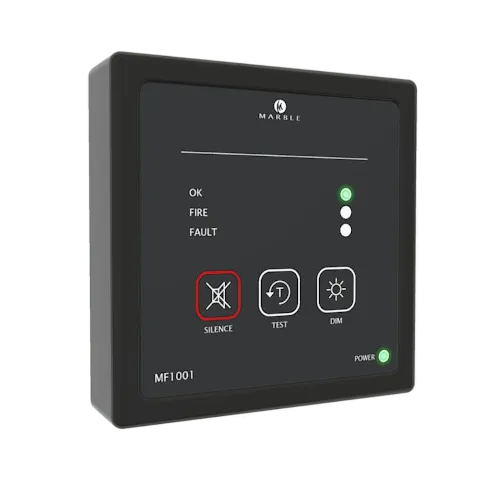 MF1001 single-zone fire alarm indicator with OK, Fire and Fault LEDs