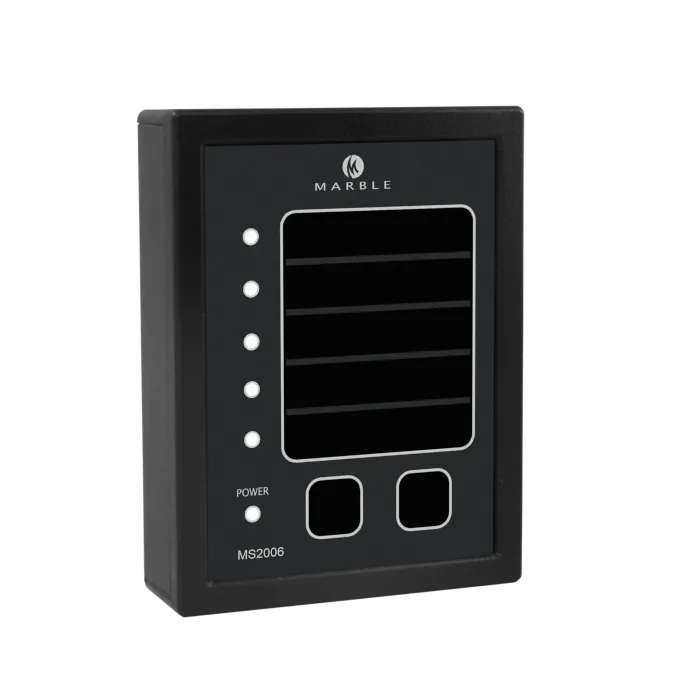 MS2006-WM wall-mounted Modbus extension with five alarm LEDs and two push buttons