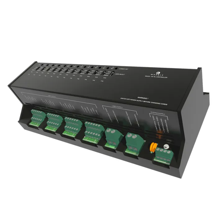MS225 DC navigation light controller with channel switches and green terminal blocks