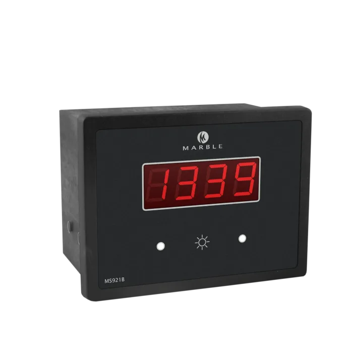 MS921B RPM counter with red four-digit LED display and direction of rotation LEDs